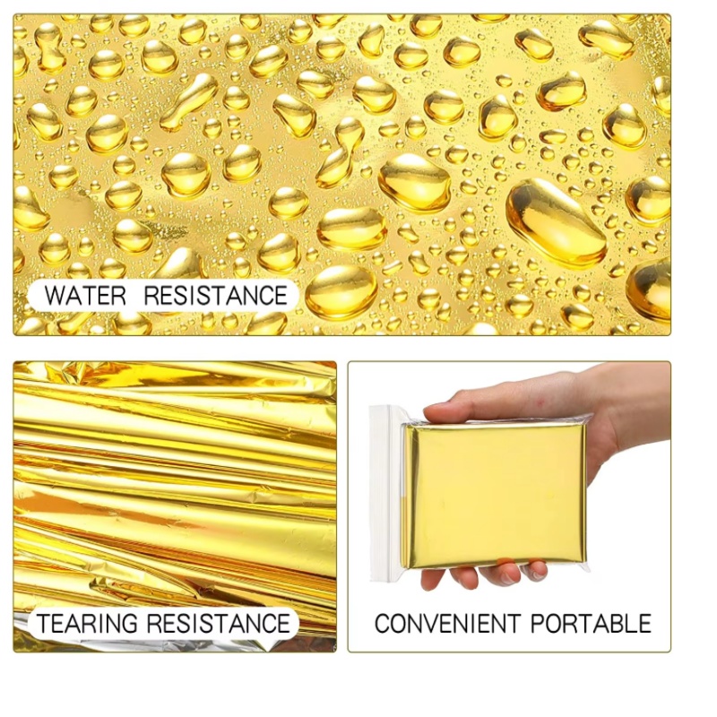 Survival Blanket Reflective - Mantas de supervivencia doradas de Mylar,