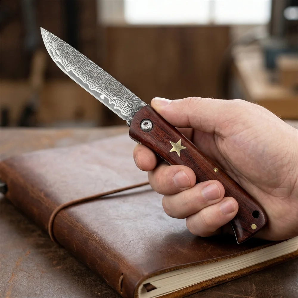 Bushcraft Knife Fixed - Navaja plegable de bolsillo EDC, hoja